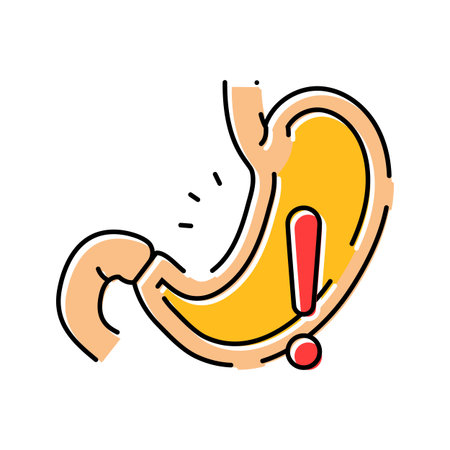 stomach pain cramping color icon vector illustrationのイラスト素材