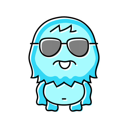 glasses cute monster color icon vector illustrationのイラスト素材