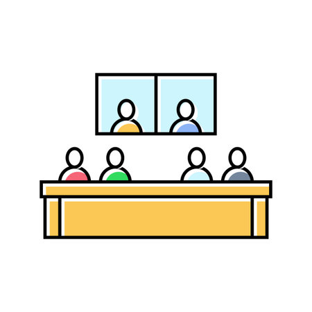 hybrid meeting room setup color icon vector illustrationのイラスト素材