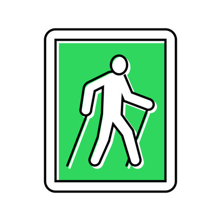 nordic walking trail color icon vector illustrationのイラスト素材