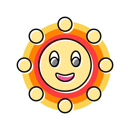 smiley face cute sun character color icon vector illustrationのイラスト素材