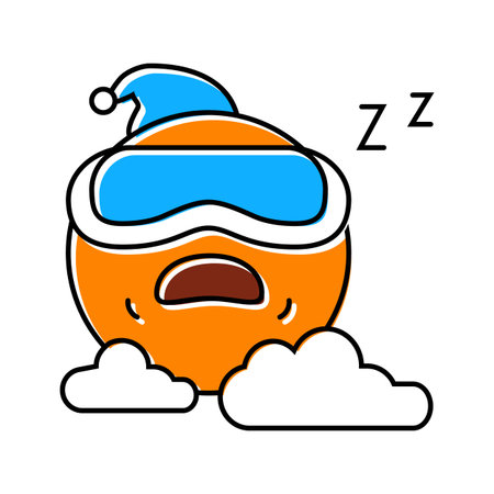 sleeping cute sun character color icon vector illustrationのイラスト素材