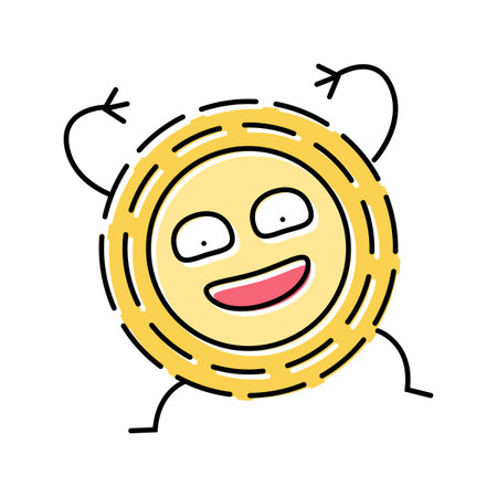 dancing cute sun character color icon vector illustrationのイラスト素材