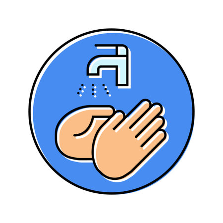 washing hands before aiding color icon vector illustrationのイラスト素材