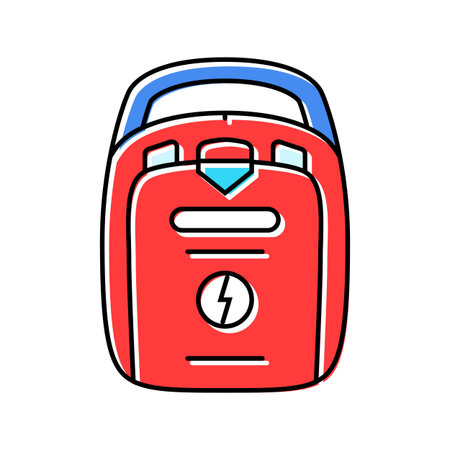 use aed first aid color icon vector illustrationのイラスト素材