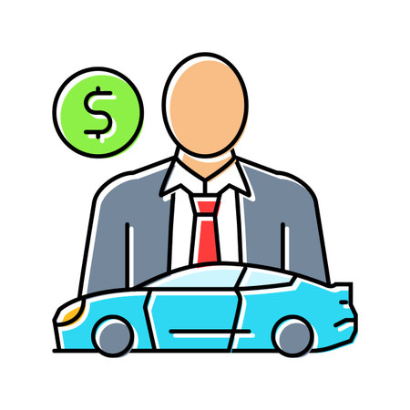 salesperson car dealership color icon vector illustrationのイラスト素材