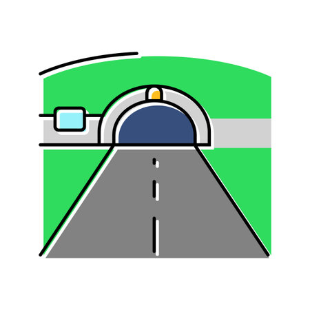 tunnel highway road color icon vector illustrationのイラスト素材