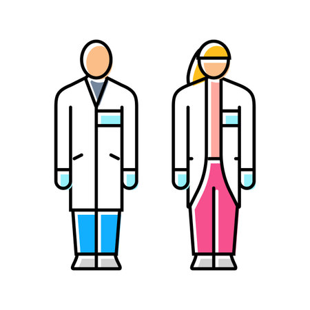 female scientist male scientist together color icon vector illustrationのイラスト素材