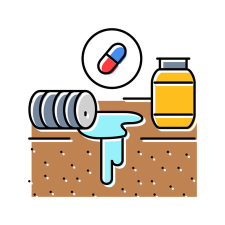 pharmaceuticals leaking soil color icon vector illustrationのイラスト素材