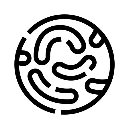 Bacteria microorganisms in petri dish line iconのイラスト素材