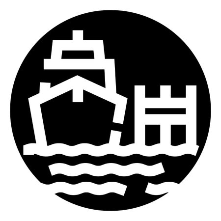 Ship arriving at port or leaving dock iconのイラスト素材
