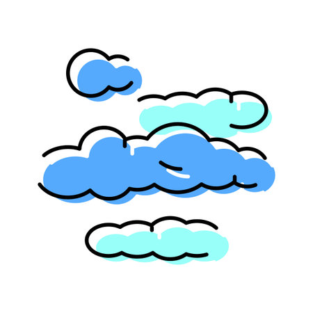 Blue cartoon sky clouds set illustrationのイラスト素材