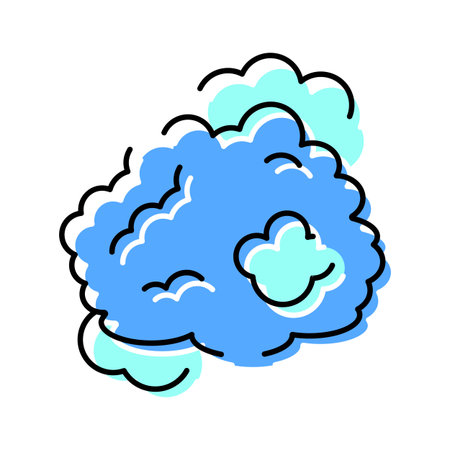 Blue thought bubble line art illustration cartoonのイラスト素材