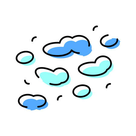Cartoon clouds line art blue sky weather iconのイラスト素材