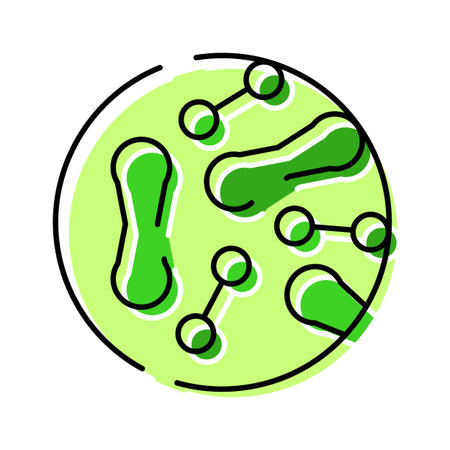 Bacteria cells growing in petri dish iconのイラスト素材