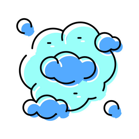 Cartoon puff cloud smoke drawing blue iconのイラスト素材