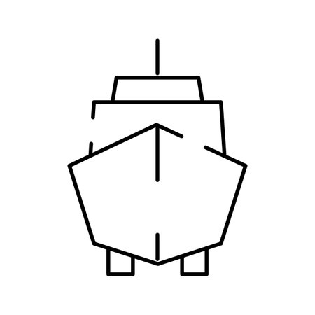 Ship boat vessel line art icon front viewのイラスト素材