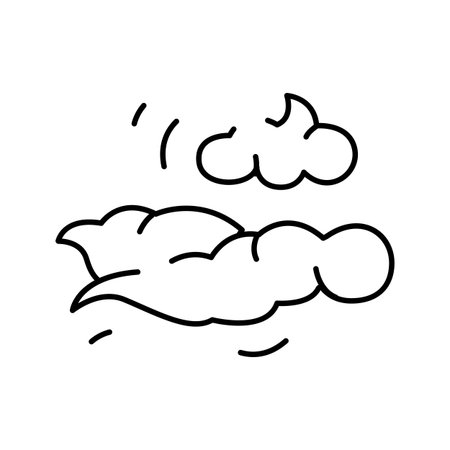 Hand drawn windy clouds moving across skyのイラスト素材