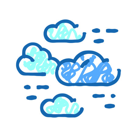 Cartoon clouds doodle on white background representing weatherのイラスト素材