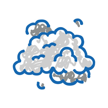 Puff of smoke cloud doodle drawing vector illustrationのイラスト素材