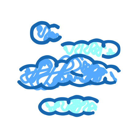 Hand drawn cartoon cloud design on white backgroundのイラスト素材