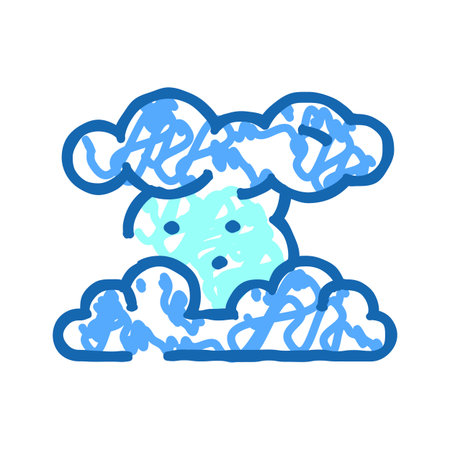 Cumulus cloud raining cartoon line drawingのイラスト素材