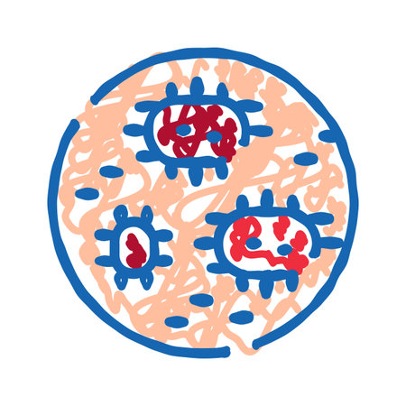 Viruses and bacteria infecting a human cell or petri dishのイラスト素材