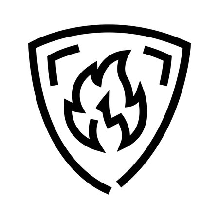 Shield with flame icon representing fire protection and securityのイラスト素材