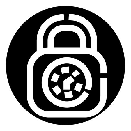 Combination padlock icon securing digital data privacy