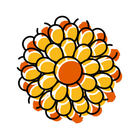 Abstract flower illustration with yellow and orange petalsのイラスト素材