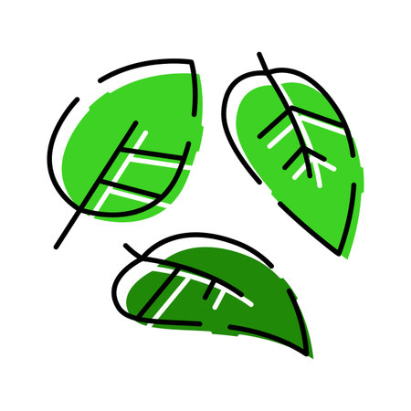 Green leaves icon representing nature, ecology, and organic growthのイラスト素材