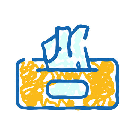 Wet wipes pack blue yellow line art illustrating hygiene careのイラスト素材