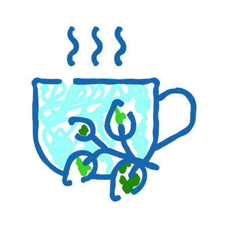 Hot herbal tea mug drawing with steamのイラスト素材