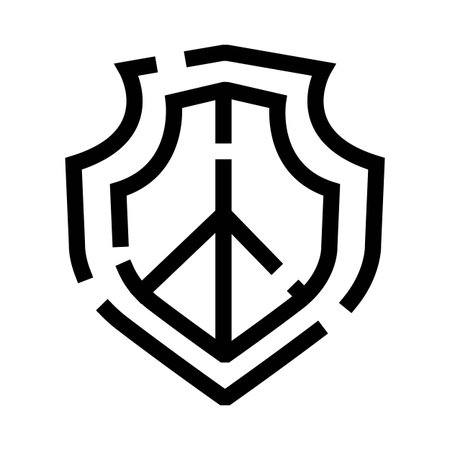 Peace sign shield icon protecting harmony and securityのイラスト素材