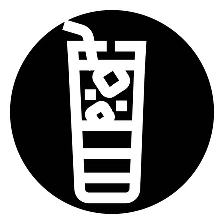 Iced cold drink with straw vector iconのイラスト素材