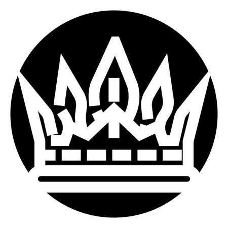 Stylized ukrainian trident emblem in black circleのイラスト素材