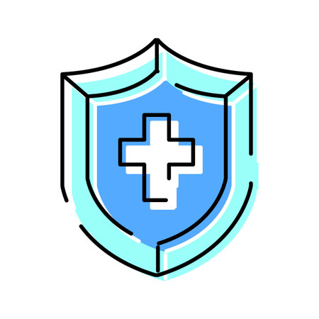 Shield with cross icon protecting health and safetyのイラスト素材