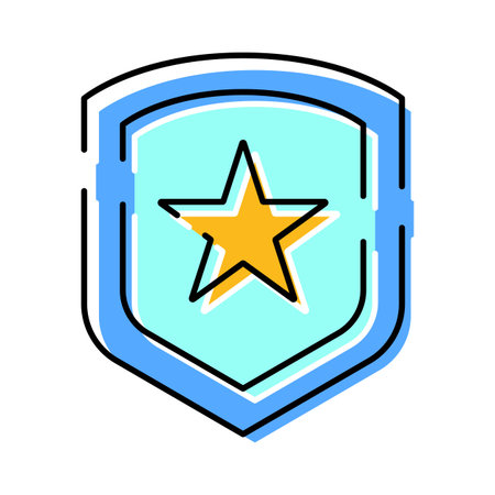 Shield with star icon representing protection and qualityのイラスト素材