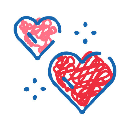 Two doodled hearts showing love and connectionのイラスト素材