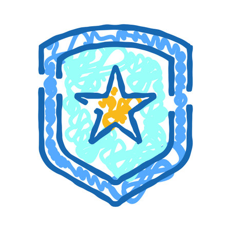 Sketchy shield icon with star protecting digital dataのイラスト素材