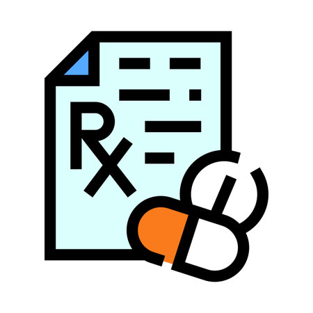 Medical prescription document and medication pills iconのイラスト素材