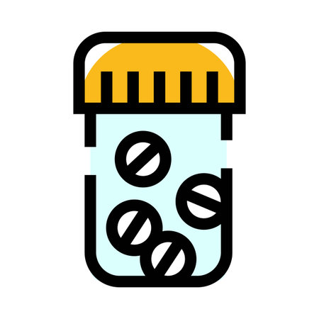Medicine pills bottle icon representing healthcare and pharmacyのイラスト素材