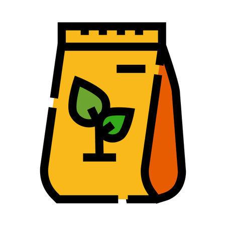 Fertilizer bag with sprout icon representing growing plantsのイラスト素材
