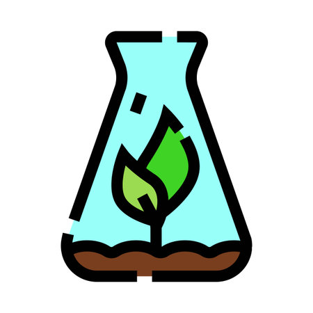 Plant growing inside a scientific flask conceptのイラスト素材