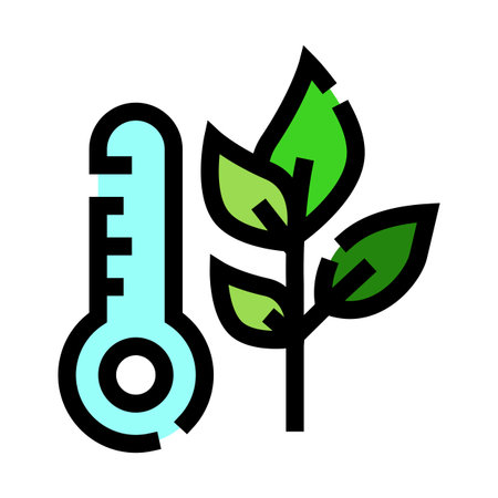 Thermometer detecting plant temperature for environmental monitoringのイラスト素材