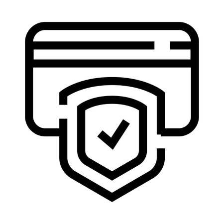 Credit card payment security with shield and checkmarkのイラスト素材