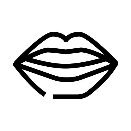 Human mouth lips line icon black whiteのイラスト素材