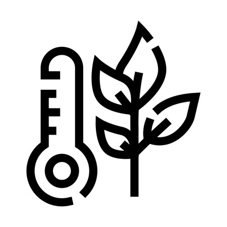 Thermometer displaying temperature near growing plant iconのイラスト素材