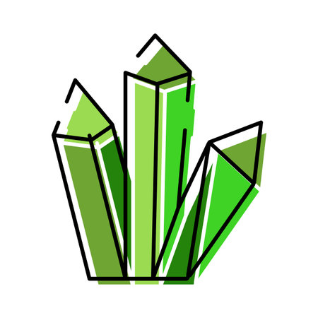 Green crystal cluster representing geology and minerals iconのイラスト素材