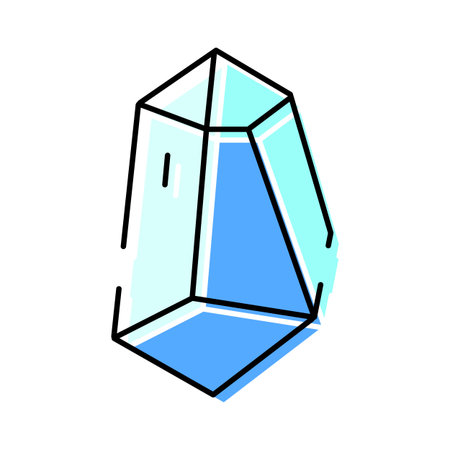 Blue crystal geometric shape icon outlining technologyのイラスト素材